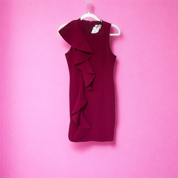 Cinq à Sept Fuchsia One Shoulder Dress - Picture 2 of 9
